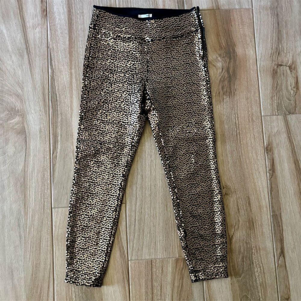 Amuse Society Women's Gold Sequin Skinny Dress Pants Size 28